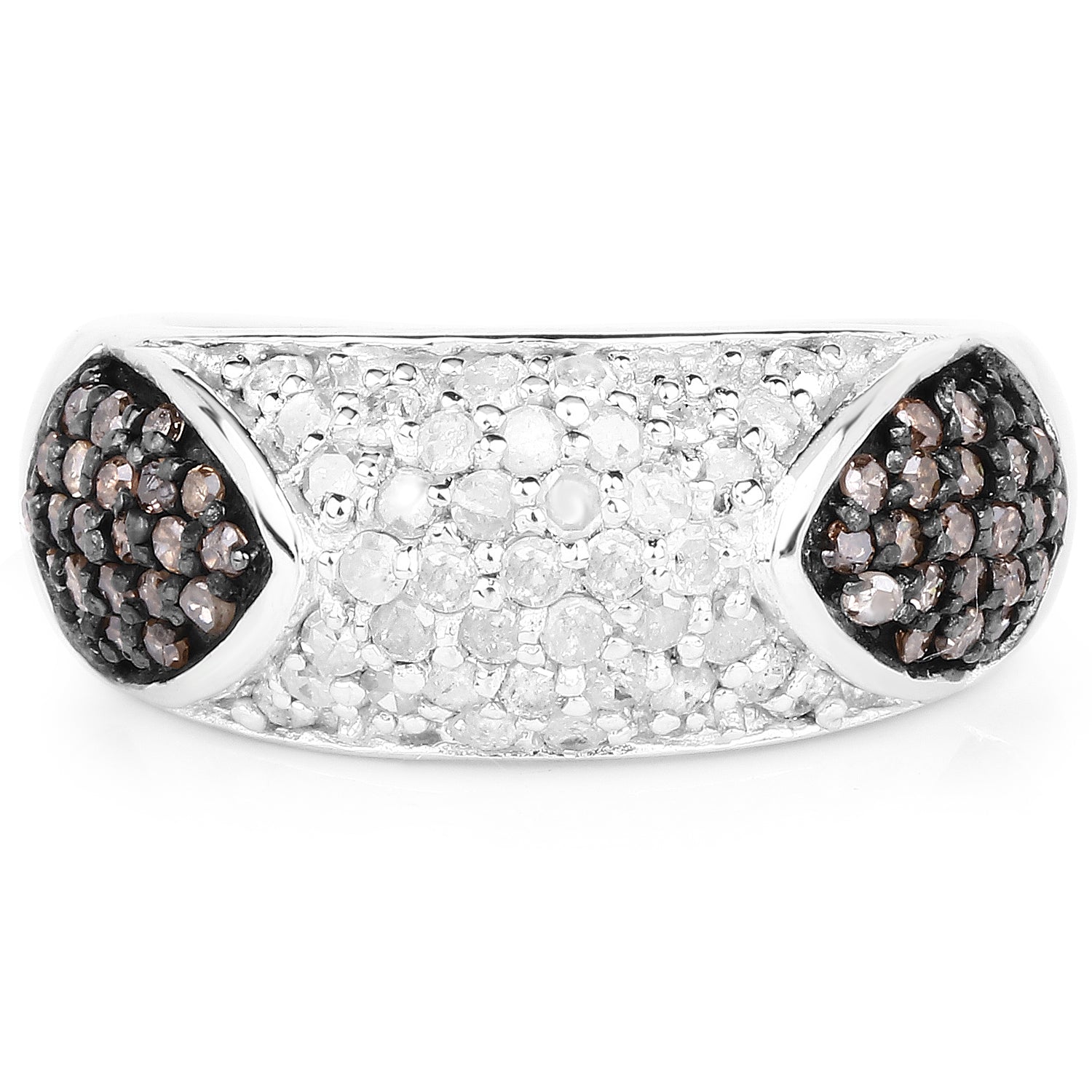 0.94 Carat Genuine Champagne Diamond and White Diamond .925 Sterling Silver Ring by Bids.com