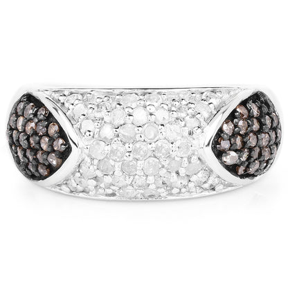 0.94 Carat Genuine Champagne Diamond and White Diamond .925 Sterling Silver Ring by Bids.com