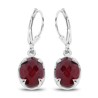 6.90 Carat Dyed Ruby .925 Sterling Silver Earrings  DestGlow