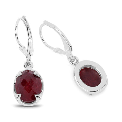6.90 Carat Dyed Ruby .925 Sterling Silver Earrings  DestGlow