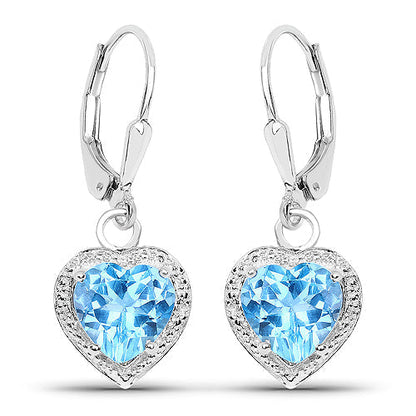 4.20 Carat Genuine Swiss Blue Topaz .925 Sterling Silver Earrings  DestGlow