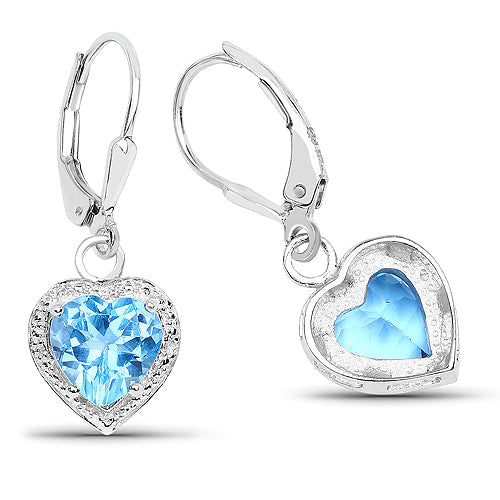 4.20 Carat Genuine Swiss Blue Topaz .925 Sterling Silver Earrings  DestGlow