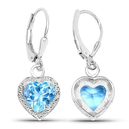 4.20 Carat Genuine Swiss Blue Topaz .925 Sterling Silver Earrings  DestGlow