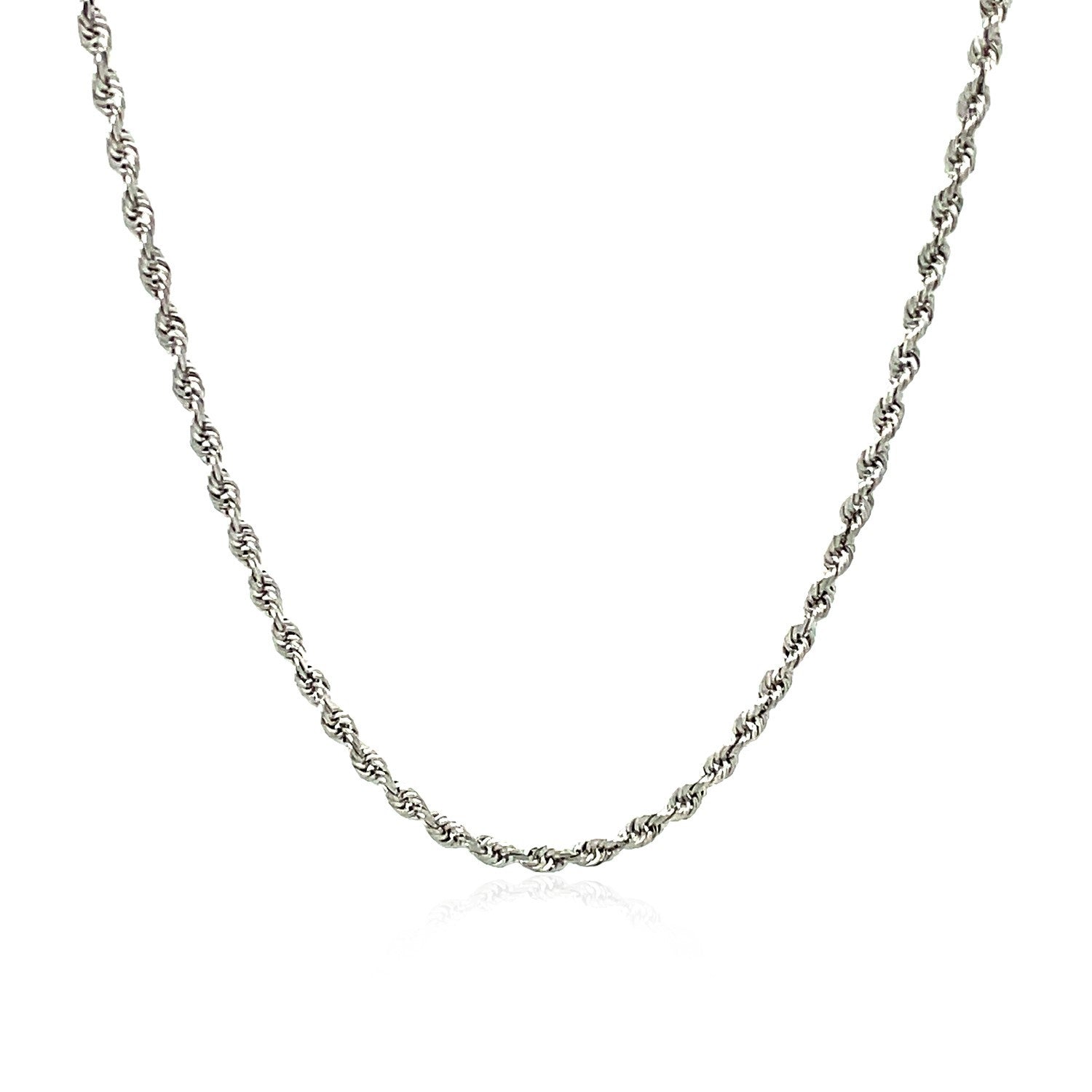 2.25mm 14k White Gold Solid Diamond Cut Rope Chain by Bids.com