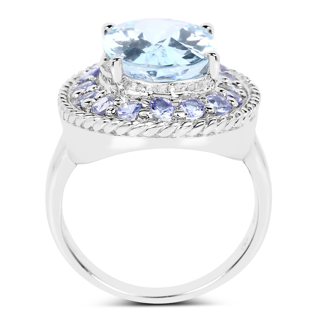 7.41 Carat Genuine Blue Topaz and Tanzanite .925 Sterling Silver Ring by Bids.com
