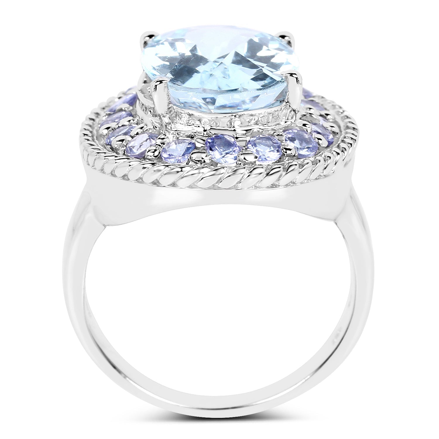 7.41 Carat Genuine Blue Topaz and Tanzanite .925 Sterling Silver Ring by Bids.com