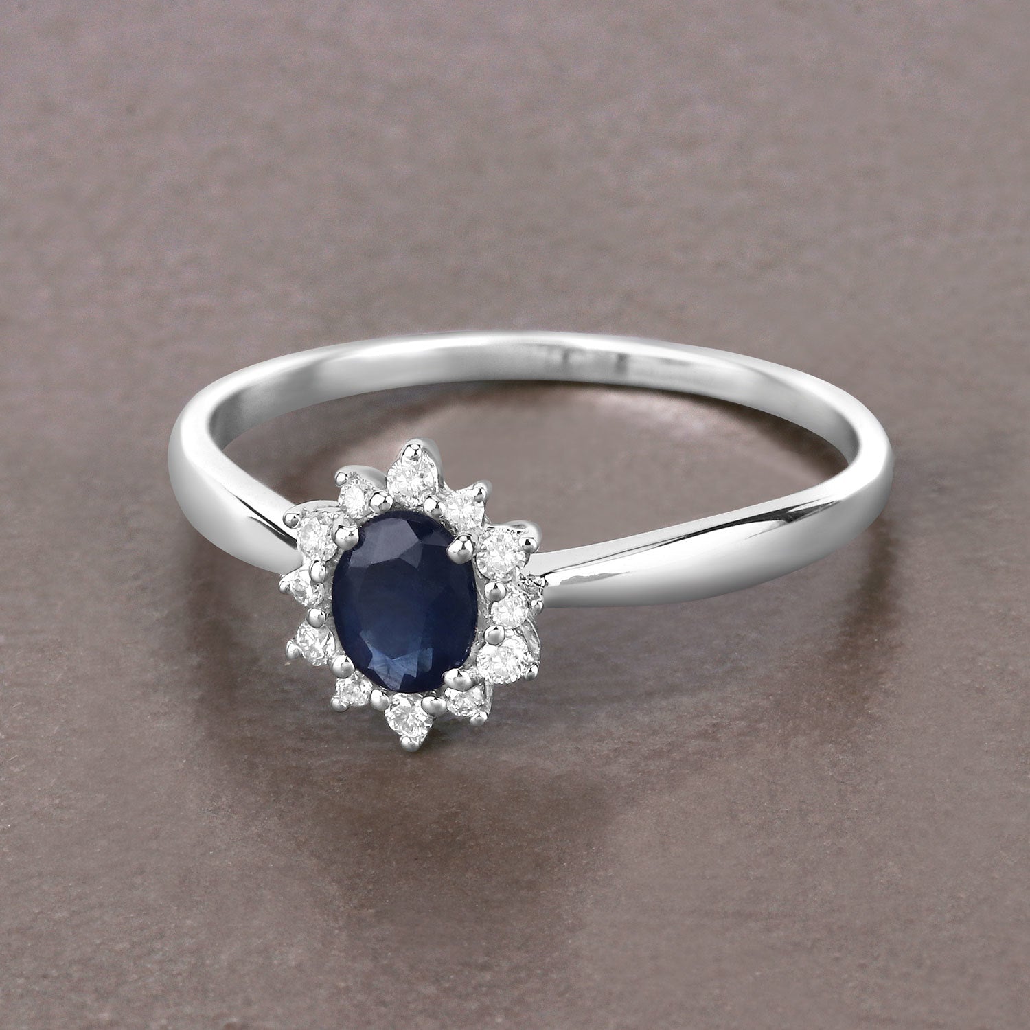 0.44 Carat Genuine Blue Sapphire and White Diamond 14K White Gold Ring by Bids.com