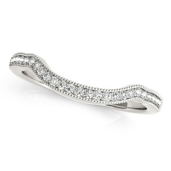 14k White Gold Curvy Style Pave Set Diamond Wedding Band (1/6 cttw) by Bids.com