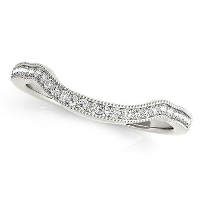 14k White Gold Curvy Style Pave Set Diamond Wedding Band (1/6 cttw) by Bids.com