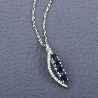 0.40 Carat Genuine Blue Sapphire and White Diamond 14K White Gold Pendant by Bids.com