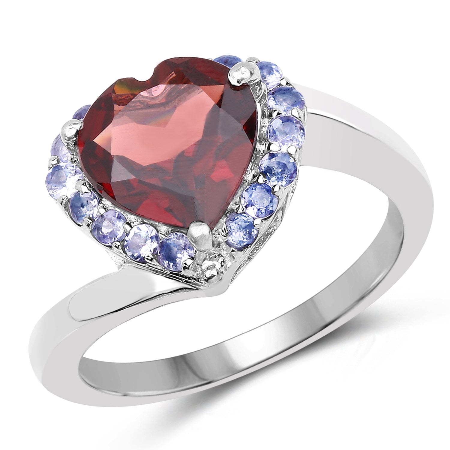 3.26 Carat Genuine Garnet and Tanzanite .925 Sterling Silver Ring by Bids.com
