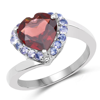 3.26 Carat Genuine Garnet and Tanzanite .925 Sterling Silver Ring by Bids.com