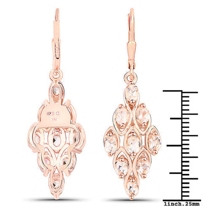 18K Rose Gold Plated 2.70 Carat Genuine Morganite .925 Sterling Silver Earrings  DestGlow