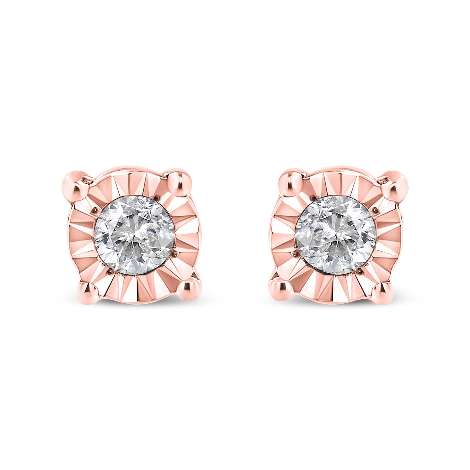 10K Yellow Gold Plated .925 Sterling Silver 1/10 Cttw Round Brilliant-Cut Diamond Miracle-Set Stud Earrings (J-K Color, I3 Clarity) by Bids.com