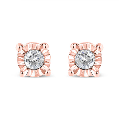 10K Yellow Gold Plated .925 Sterling Silver 1/10 Cttw Round Brilliant-Cut Diamond Miracle-Set Stud Earrings (J-K Color, I3 Clarity) by Bids.com