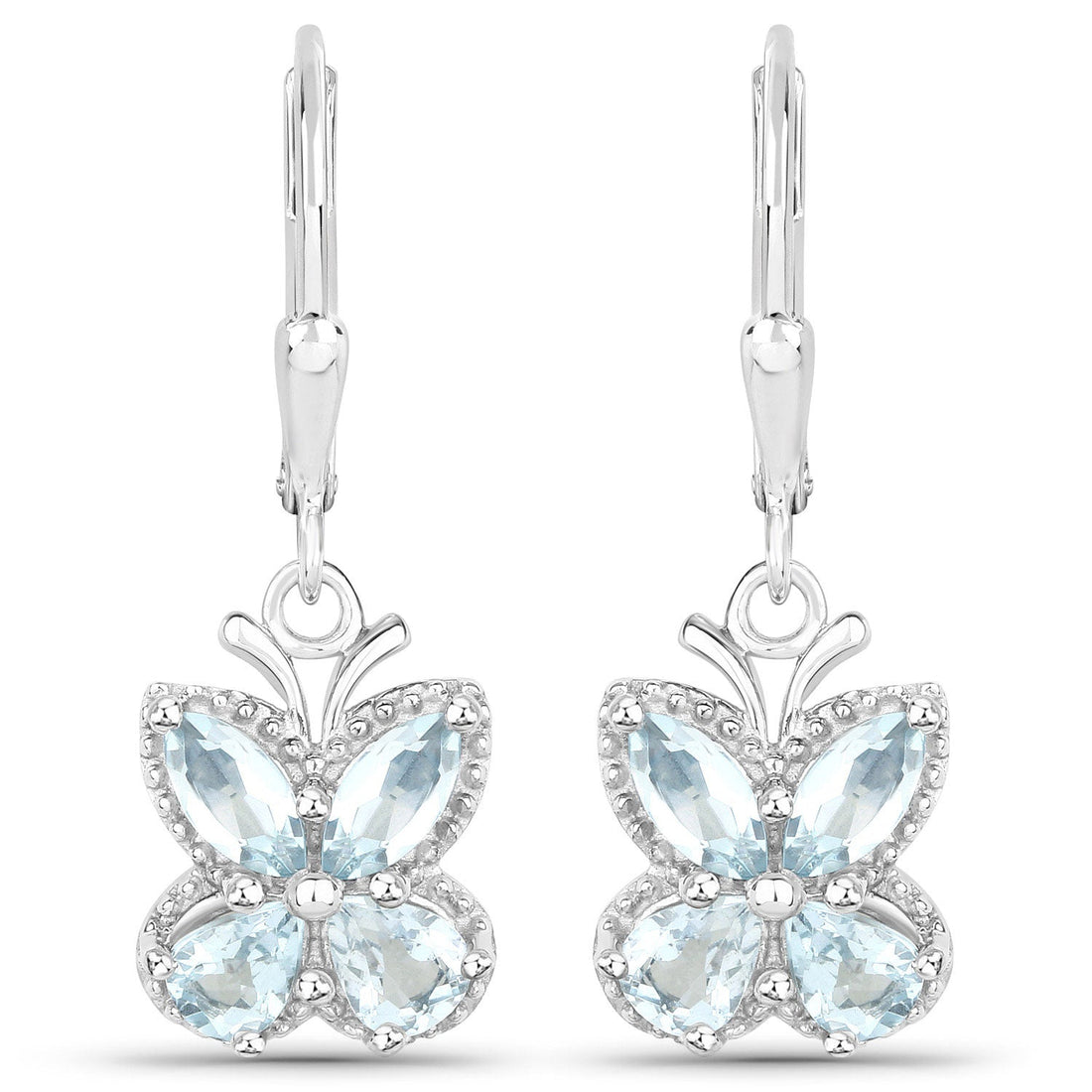 1.76 Carat Genuine Aquamarine .925 Sterling Silver Earrings 