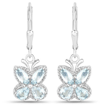 1.76 Carat Genuine Aquamarine .925 Sterling Silver Earrings by Bids.com