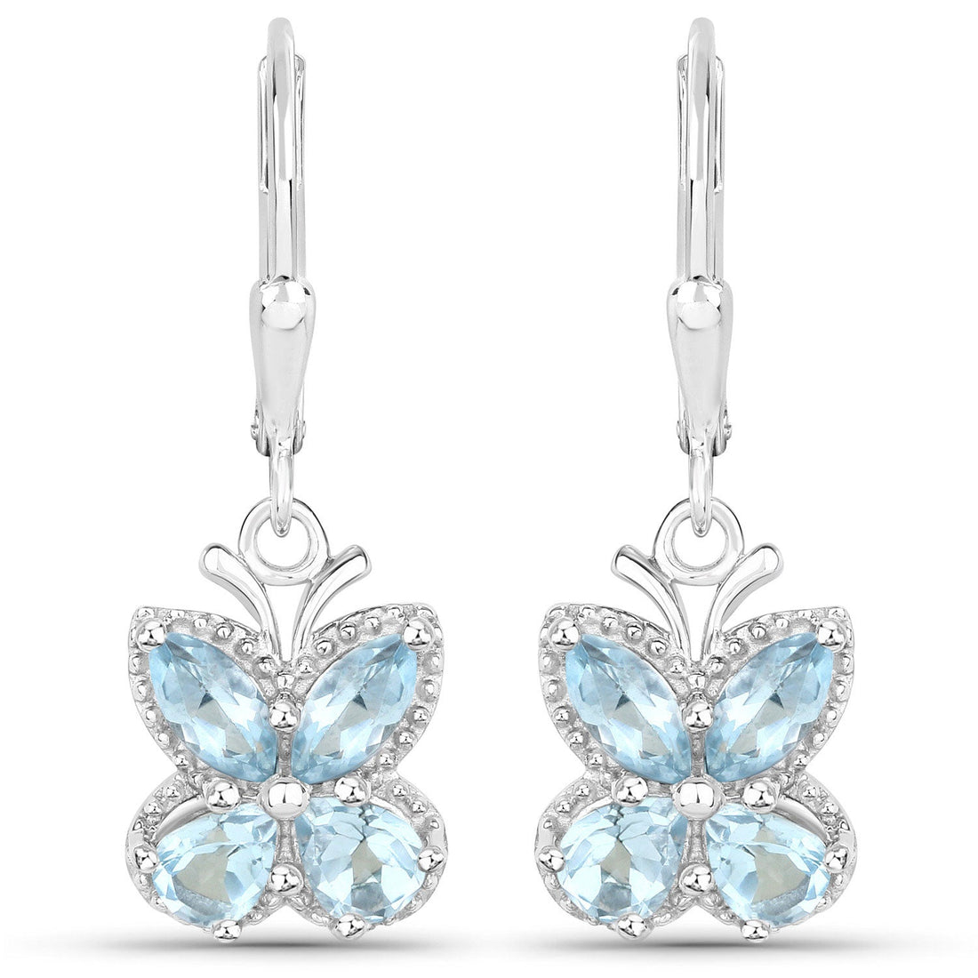 2.60 Carat Genuine Blue Topaz .925 Sterling Silver Earrings 