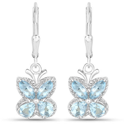 2.60 Carat Genuine Blue Topaz .925 Sterling Silver Earrings  DestGlow