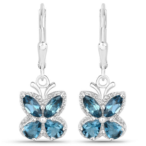 2.32 Carat Genuine London Blue Topaz .925 Sterling Silver Earrings by Bids.com