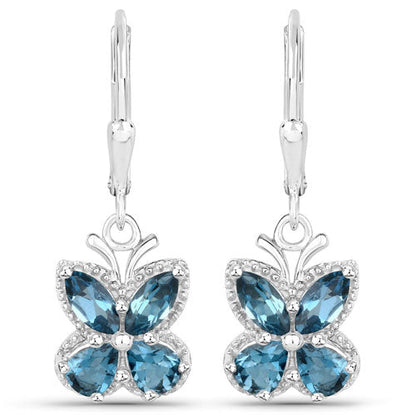 2.32 Carat Genuine London Blue Topaz .925 Sterling Silver Earrings by Bids.com
