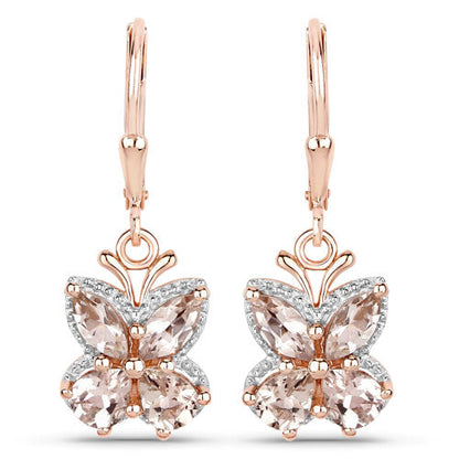 18K Rose Gold Plated 1.88 Carat Genuine Morganite .925 Sterling Silver Earrings by Bids.com