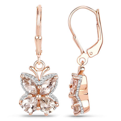 18K Rose Gold Plated 1.88 Carat Genuine Morganite .925 Sterling Silver Earrings by Bids.com