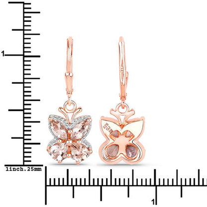 18K Rose Gold Plated 1.88 Carat Genuine Morganite .925 Sterling Silver Earrings by Bids.com