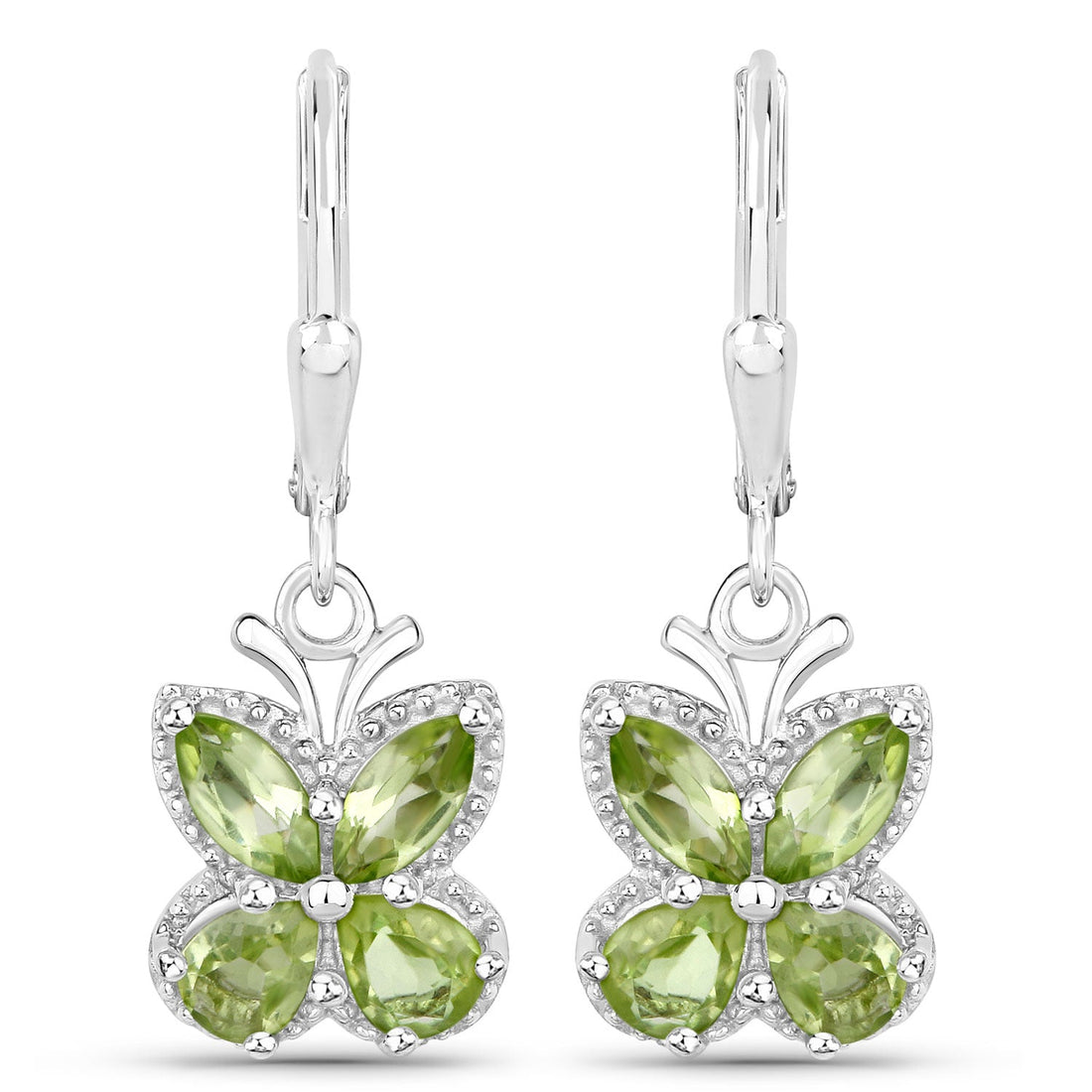 2.28 Carat Genuine Peridot .925 Sterling Silver Earrings 