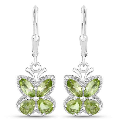 2.28 Carat Genuine Peridot .925 Sterling Silver Earrings  DestGlow