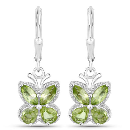 2.28 Carat Genuine Peridot .925 Sterling Silver Earrings  DestGlow