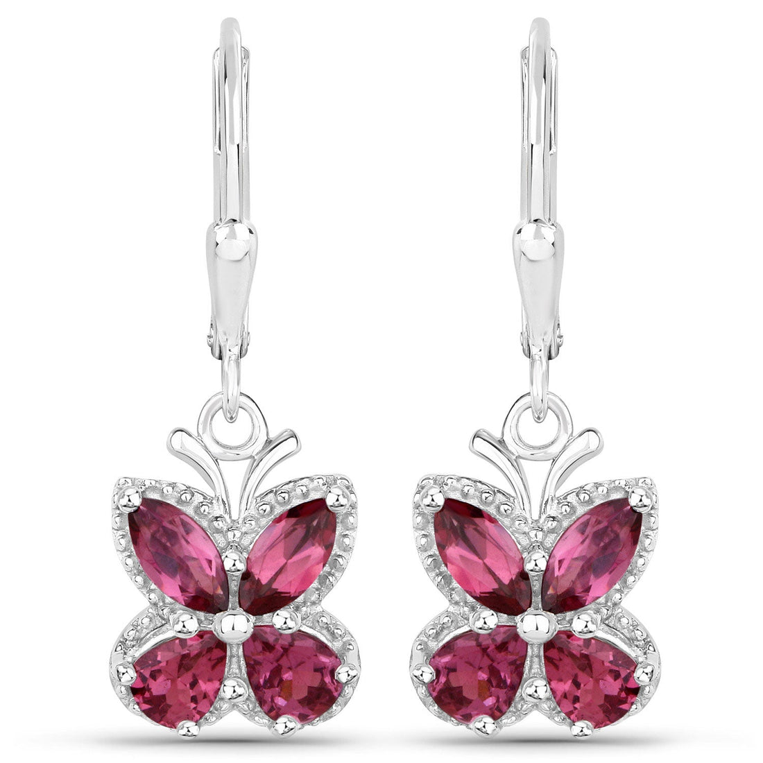 2.52 Carat Genuine Rhodolite Garnet .925 Sterling Silver Earrings 