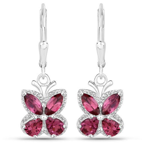 2.52 Carat Genuine Rhodolite Garnet .925 Sterling Silver Earrings  DestGlow