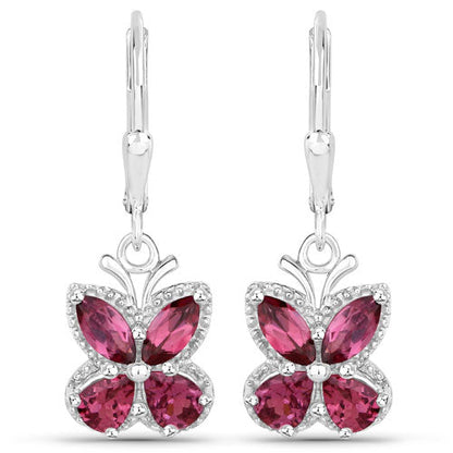 2.52 Carat Genuine Rhodolite Garnet .925 Sterling Silver Earrings  DestGlow