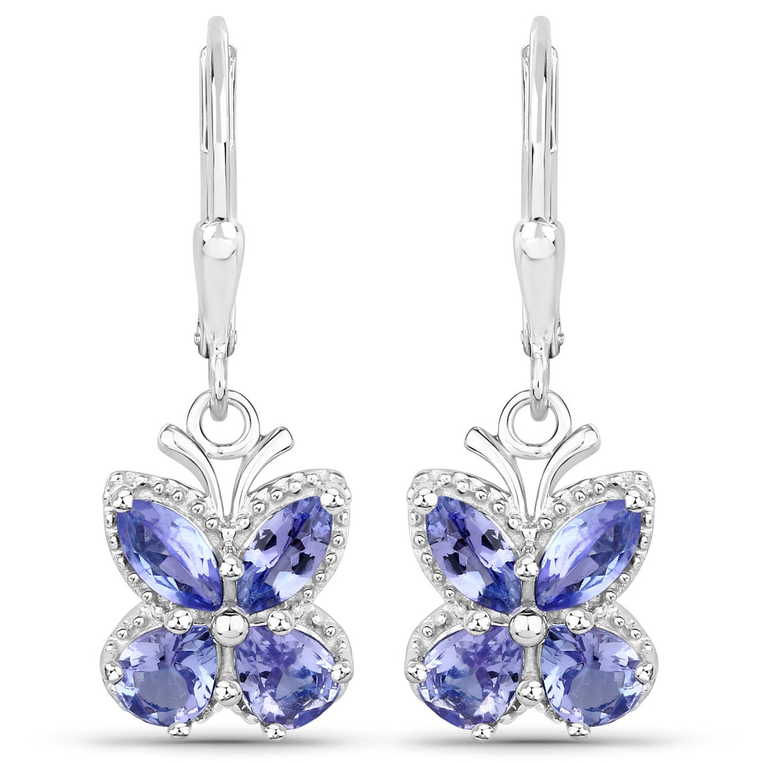 2.08 Carat Genuine Tanzanite .925 Sterling Silver Earrings 