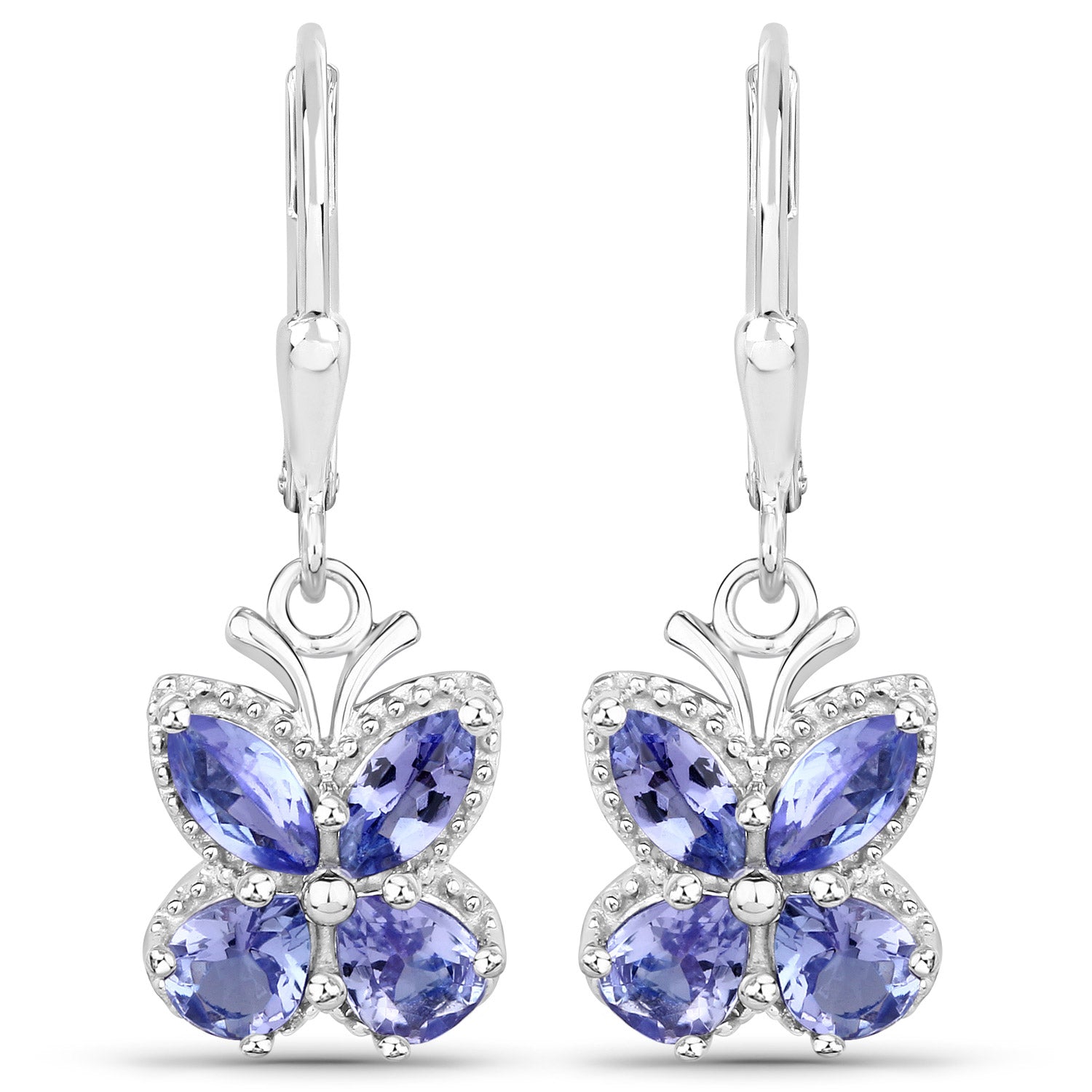 2.08 Carat Genuine Tanzanite .925 Sterling Silver Earrings 