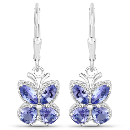 2.08 Carat Genuine Tanzanite .925 Sterling Silver Earrings by Bids.com