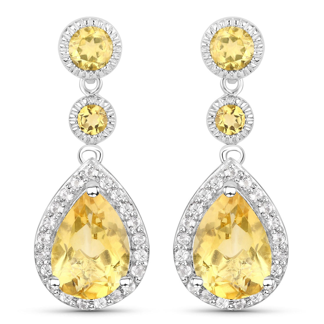 7.06 Carat Genuine Citrine and White Topaz .925 Sterling Silver Earrings by Avera Group