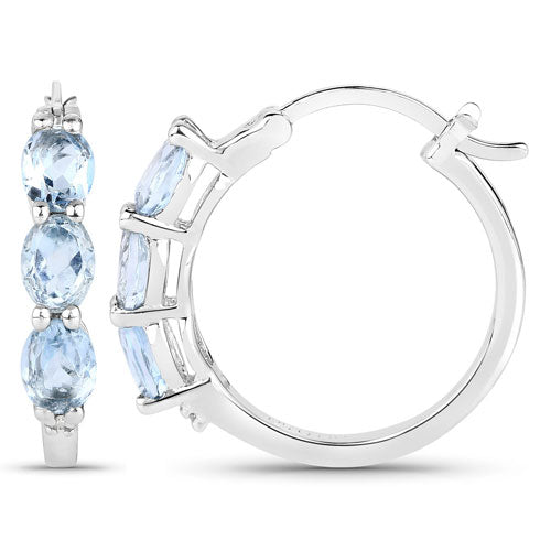 1.75 Carat Genuine Aquamarine and White Diamond .925 Sterling Silver Earrings by Bids.com