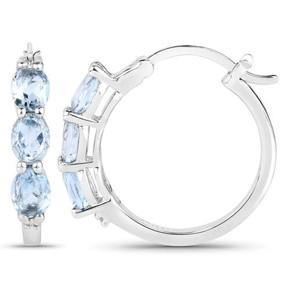 1.75 Carat Genuine Aquamarine and White Diamond .925 Sterling Silver Earrings by Bids.com