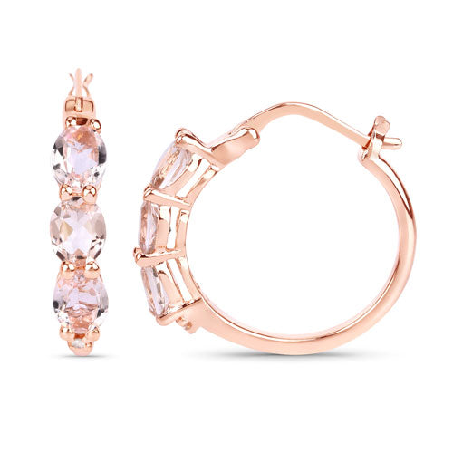 1.63 Carat Genuine Morganite and White Diamond .925 Sterling Silver Earrings by Bids.com