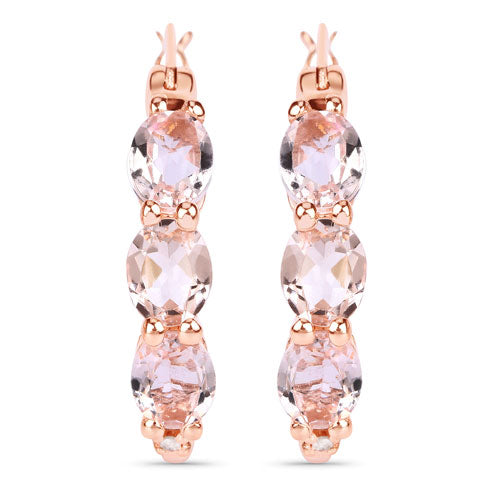 1.63 Carat Genuine Morganite and White Diamond .925 Sterling Silver Earrings by Bids.com