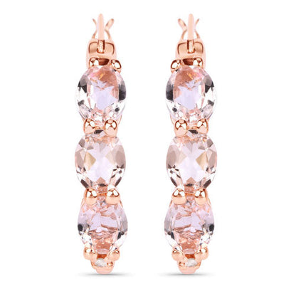 1.63 Carat Genuine Morganite and White Diamond .925 Sterling Silver Earrings by Bids.com