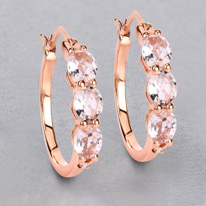 1.63 Carat Genuine Morganite and White Diamond .925 Sterling Silver Earrings by Bids.com