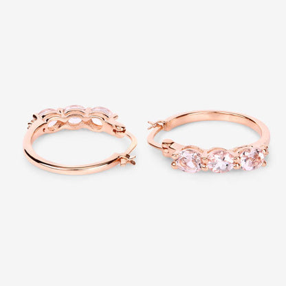 1.63 Carat Genuine Morganite and White Diamond .925 Sterling Silver Earrings by Bids.com