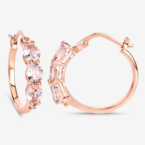 1.63 Carat Genuine Morganite and White Diamond .925 Sterling Silver Earrings by Bids.com