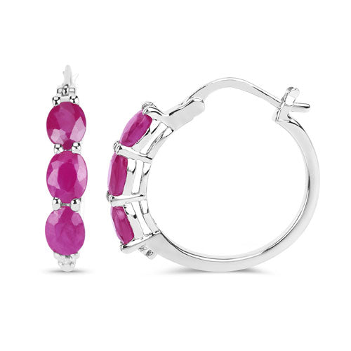 1.81 Carat Genuine Ruby and White Diamond .925 Sterling Silver Earrings  DestGlow