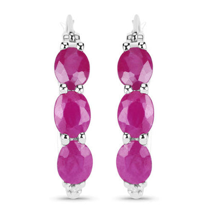 1.81 Carat Genuine Ruby and White Diamond .925 Sterling Silver Earrings  DestGlow