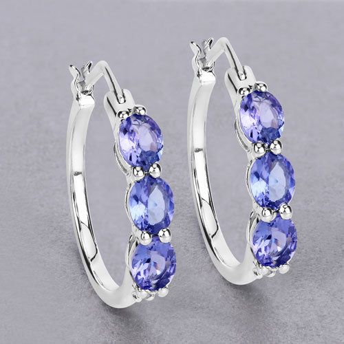 1.99 Carat Genuine Tanzanite and White Diamond .925 Sterling Silver Earrings by Bids.com