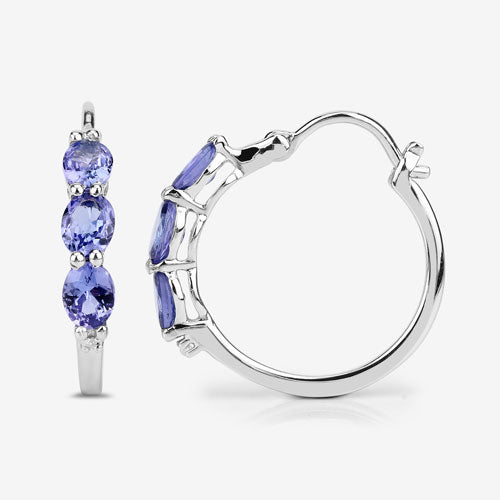 1.99 Carat Genuine Tanzanite and White Diamond .925 Sterling Silver Earrings by Bids.com